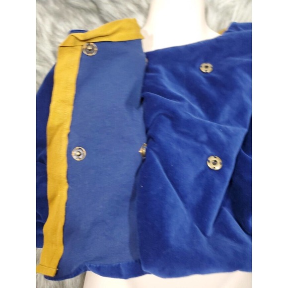 Kico for Anthropologie 5/6 Velvet Velour Quilted Blue Yellow Child's Snap Jacket - Picture 7 of 9